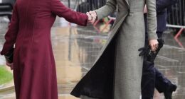 The Prince and Princess of Wales arrive for the start of the ceremony today