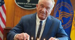 The Health and Human Services Secretary is famous for his meat-heavy diet. He is shown above enjoying a steak for his 72nd birthday in January this year