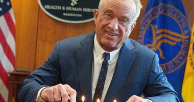 The Health and Human Services Secretary is famous for his meat-heavy diet. He is shown above enjoying a steak for his 72nd birthday in January this year