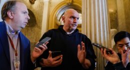 John Fetterman speaks to the media at the US Capitol after a vote on March 5, 2026