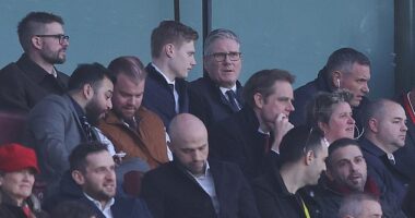 Arsenal fan Sir Keir Starmer (pictured here at the Emirates earlier this month) is in attendance at today's Carabao Cup final between the Gunners and Man City