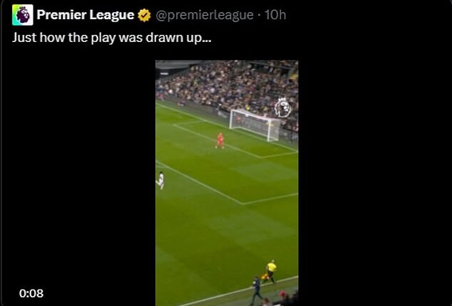 The Premier League's now-deleted tweet which mocked Tottenham Hotspur's free-kick