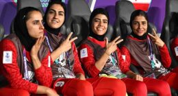Iran captain Zahra Ghanbari (pictured, second from left), Mona Hamoudi (centre) and Atefeh Ramezanizadeh (right) have all been granted asylum in Australia