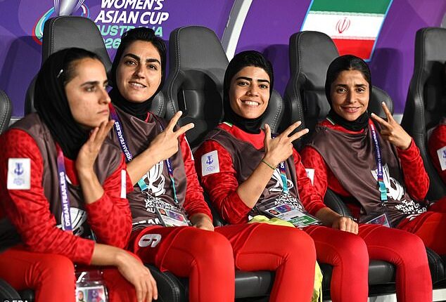 Iran captain Zahra Ghanbari (pictured, second from left), Mona Hamoudi (centre) and Atefeh Ramezanizadeh (right) have all been granted asylum in Australia