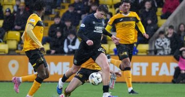 Mikey Moore was scythed down by Cammy Kerr... but Livingston ended up with a goal kick