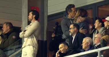 Blake Lively gave Ryan Reynolds a good-luck kiss during Wrexham's match against Chelsea