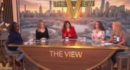 Sara Haines (second from left) got into it with her View co-host Sunny Hostin (second from right) on Monday after Hostin called the US and Israel's strikes on Iran 'unconstitutional'