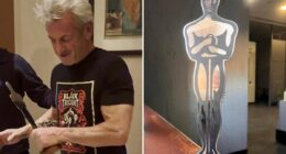Sean Penn awarded 'Oscar' forged from war-damaged train in Ukraine— after skipping ceremony
