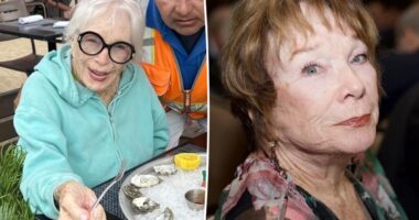 Shirley MacLaine, 91, enjoys oysters and a beer for lunch in Malibu