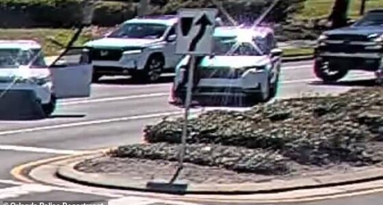 Mandolyn Shaffer-Brockwell, 37, was seen attacking three people, including a police officer, pregnant woman and an elderly driver, during a road rage incident in Orlando near the Mall of Millenia. She is seen trying to get on top of the pregnant victim's car