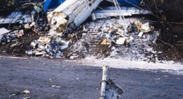 The British Midland Airways plane onto the M1 embankment at Kegworth on January 9, 1989