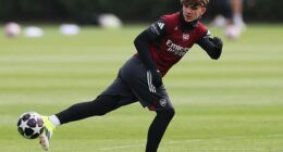 Max Dowman back in training on Monday before the Champions League clash with Leverkusen