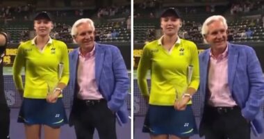 Tennis Star Elena Rybakina Awkwardly Pushes Presenter’s Hand Away During Trophy Ceremony