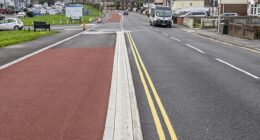 At over 11ft wide in places, the new bike lane actually exceeds the width of the neighboring 10ft-wide road, squeezing motor traffic into a narrower lane than the cyclists