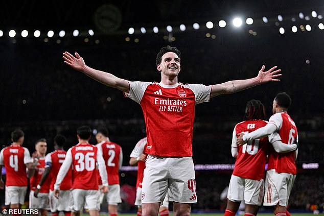 Declan Rice was one of Arsenal's best players as they booked their spot in the quarter-finals of the Champions League