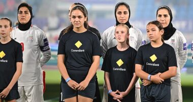 Pictured: The moment the Iranian women's soccer team refused to sing the national anthem at an Asian Cup match on the Gold Coast on March 2