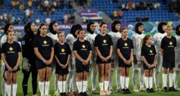 The Iranian football team refused to sing their national anthem before their first match of the Asian Cup on the Gold Coast on Monday night (pictured)