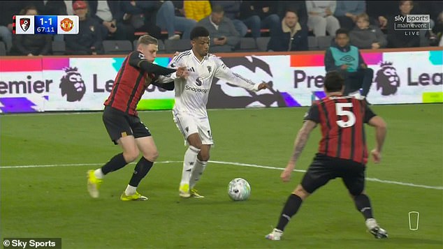 Manchester United's Amad felt he should have been awarded a second-half penalty