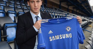 Eden Hazard is unveiled by Chelsea in 2012 - after a payment to an unregistered agent
