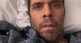 Perez Hilton said earlier this week that taking medication without food led him to develop an ulcer, which later turned into sepsis. He is pictured in the hospital