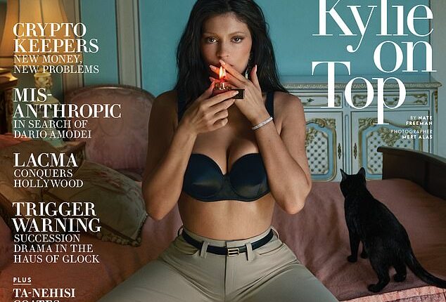 Kylie Jenner sparked uproar for posing with a lit cigarette hanging from her lips in Vanity Fair