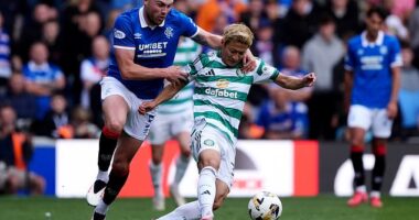 John Souttar and Daizen Maeda battle for possession and could face off again this afternoon