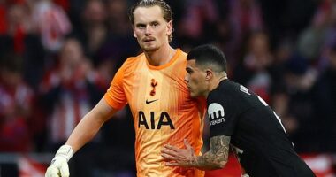 Tottenham goalkeeper Antonin Kinsky made two enormous errors inside 15 minutes on his Champions League debut for Tottenham