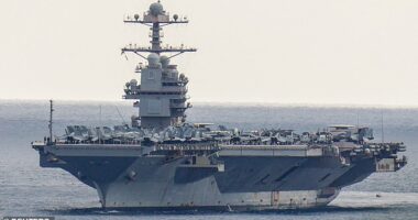 USS Gerald R. Ford aircraft carrier arrives at Souda Bay naval base on the island of Crete, Greece, March 23, 2026. REUTERS/Makis Kartsonakis