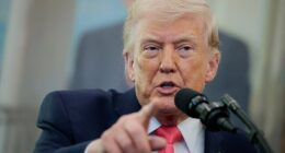 President Donald Trump gave an update on the Iran war during a swearing-in ceremony for Senator Markwayne Mullin who is now the Secretary of the Department of Homeland Security