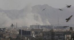 Smoke can be seen rising over Tehran, Iran Saturday morning after the US and Israel conducted 'major' operations after nuclear negotiations between the US and Iran broke down
