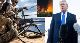 President Donald Trump lashed out at a reporter's 'crazy' question about whether the US is intent on sending ground troops into Iran as the White House negotiates with Iranian officials. Thousands of US Marines were deployed over the last week to the Middle East. At least two Marine units, comprised of over 4,000 Marines aboard the USS Tripoli and USS Boxer, are heading toward Iran. Pressed on whether US troops will soon have boots on the ground in Iran on Monday morning before boarding Air Force One, the President recoiled and slammed the reporter.