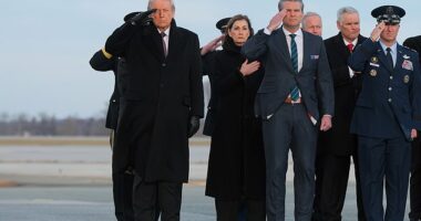 President Donald Trump attended a dignified transfer ceremony in December after Americans were killed in Syria by an ISIS-aligned gunman. It marked his first trip to Dover Air Force Base for the solemn moment during his second term