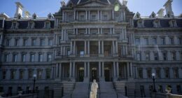 A statue of Christopher Columbus was erected on the grounds of the White House, on the north side of the Eisenhower Executive Office Building, over the weekend