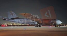 All six service members aboard an American refueling aircraft that crashed in Iraq on Thursday have died. US Central Command, which initially confirmed four deaths , said there was no hostile or friendly fire that caused the collision in friendly airspace. It brings the death toll of American troops in the Iran conflict to 13. The second plane involved in the collision landed safely with minor damage to the tip of its tail. Pictured: the US plane that survived the crash and landed safely with damage to its tail