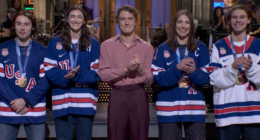 US women’s hockey stars poke fun at men’s team over Trump call in joint SNL appearance
