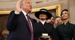 Donald Trump has openly flirted with the idea of reclaiming the White House in 2028. He is pictured alongside Melania and Ivanka at his presidential inauguration on January 20, 2025