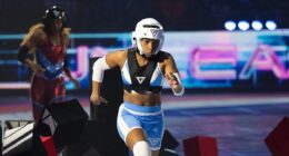 Emily Bell (pictured) and Josh McDonald were crowned the ultimate Gladiators Champions of 2026 during Saturday's intense final