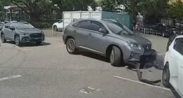 A woman allegedly crashed into five parked cars (above) in Turramurra, Sydney, on Saturday afternoon