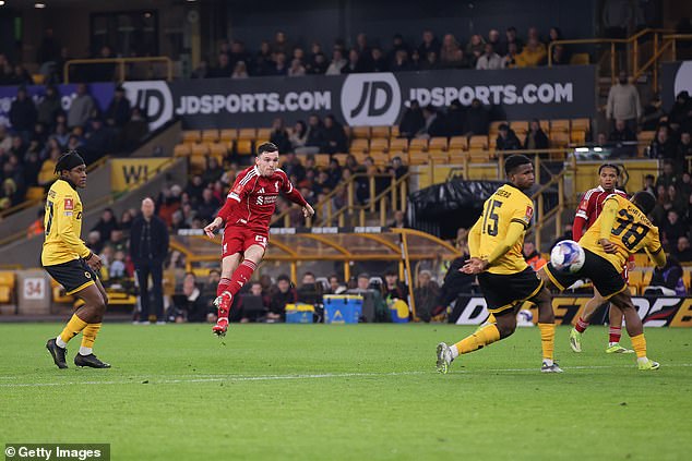 Andrew Robertson scored a superb opener to help Liverpool beat Wolves 3-1 in the FA Cup