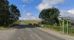The crash happened on the A92 near Catterline (pictured). The road was closed for seven hours while police carried out their crash investigation and have issued a plea for witnesses to come forward with dashcam footage