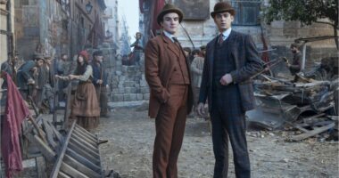 Hero Fiennes Tiffin and Donal Finn in Young Sherlock