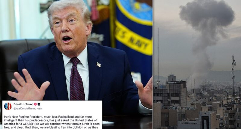 Donald Trump has announced that Iran's new leadership is requesting a ceasefire - but warned that any truce is contingent on the Strait of Hormuz opening. The President claimed that the 'new regime president' was 'much less radicalized and far more intelligent that his predecessors', without revealing with whom the US was negotiating, in a post on Truth Social on Wednesday morning. Tehran immediately pushed back on Trump's claims, with Iranian parliament speaker Mohammad-Bagher Ghalibaf calling it 'war profiteering 101.' Stocks moved higher on Wednesday after staging a huge relief rally on Tuesday as Trump signaled he would be prepared to end the Iran war even if Hormuz remains closed.