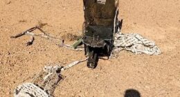 The pilot was rescued within 45 minutes of the plane going down over treacherous mountain terrain in southern Iran. Pictured: An ejector seat from the downed fighter plane