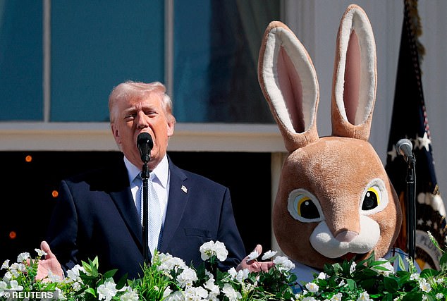 Democratic Representative Jamie Raskin pointed to President Donald Trump's behavior at the White House Easter Egg Roll (pictured) as evidence that he may be 'exhibiting signs consistent with dementia and cognitive decline'