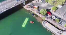 A bus carrying passengers has plunged into France's River Seine near the town of Juvisy following a collision with another vehicle