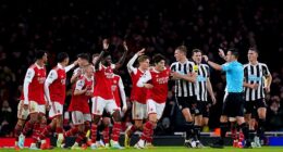 Arsenal and Newcastle players fail to see eye-to-eye at the Emirates during a fiesty encounter back in 2023