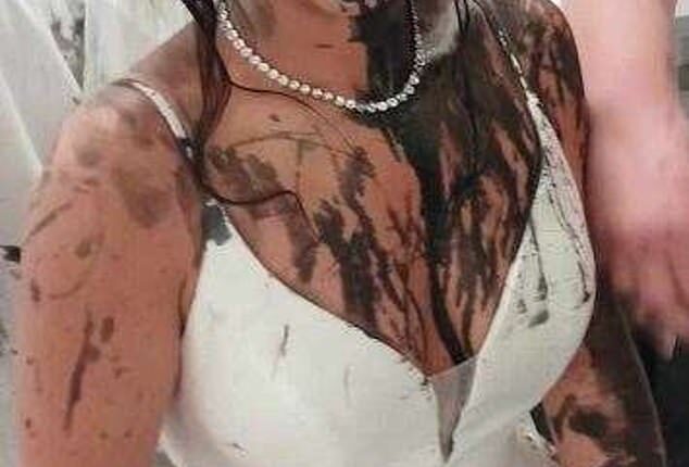 Gemma Monk's wedding dress was ruined after her vengeful sister-in-law threw black paint over her on the big day