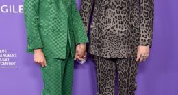 Adam Lambert (R, pictured in 2023) has reportedly amicably ended his relationship with boyfriend Oliver Gliese (L) after four years of dating