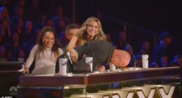 Howie Mandel pressed his Golden Buzzer with his head to steal an acrobatic duo from Heidi Klum on Monday's episode of America's Got Talent : Fantasy League on NBC