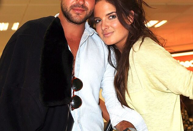 Made in Chelsea stars Alex Mytton and Binky Felstead arrive at Gatwick Airport after a holiday together in 2014